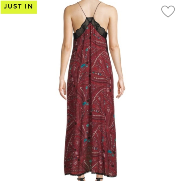 Zadig & Voltaire Risty Psyche Mixed Print Midi Dress In Wine Size Small - Picture 2 of 14
